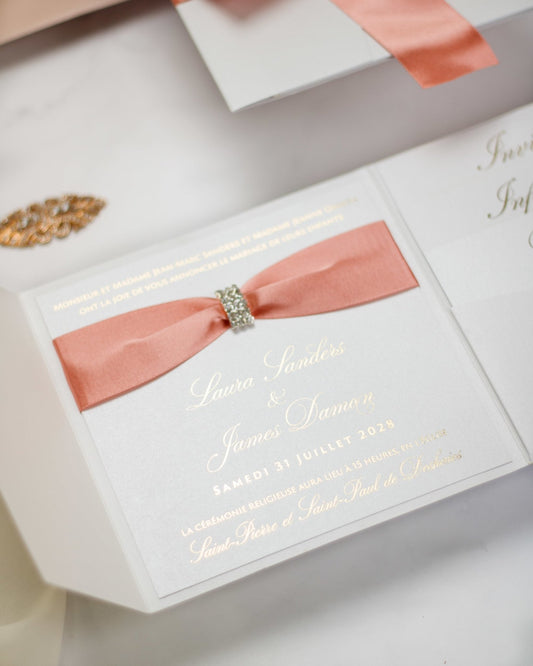 "Shani" - Faire-part de mariage chic, élégant et romantique avec dorure or - Wedding stationery - Création Luxe Carterie Studio