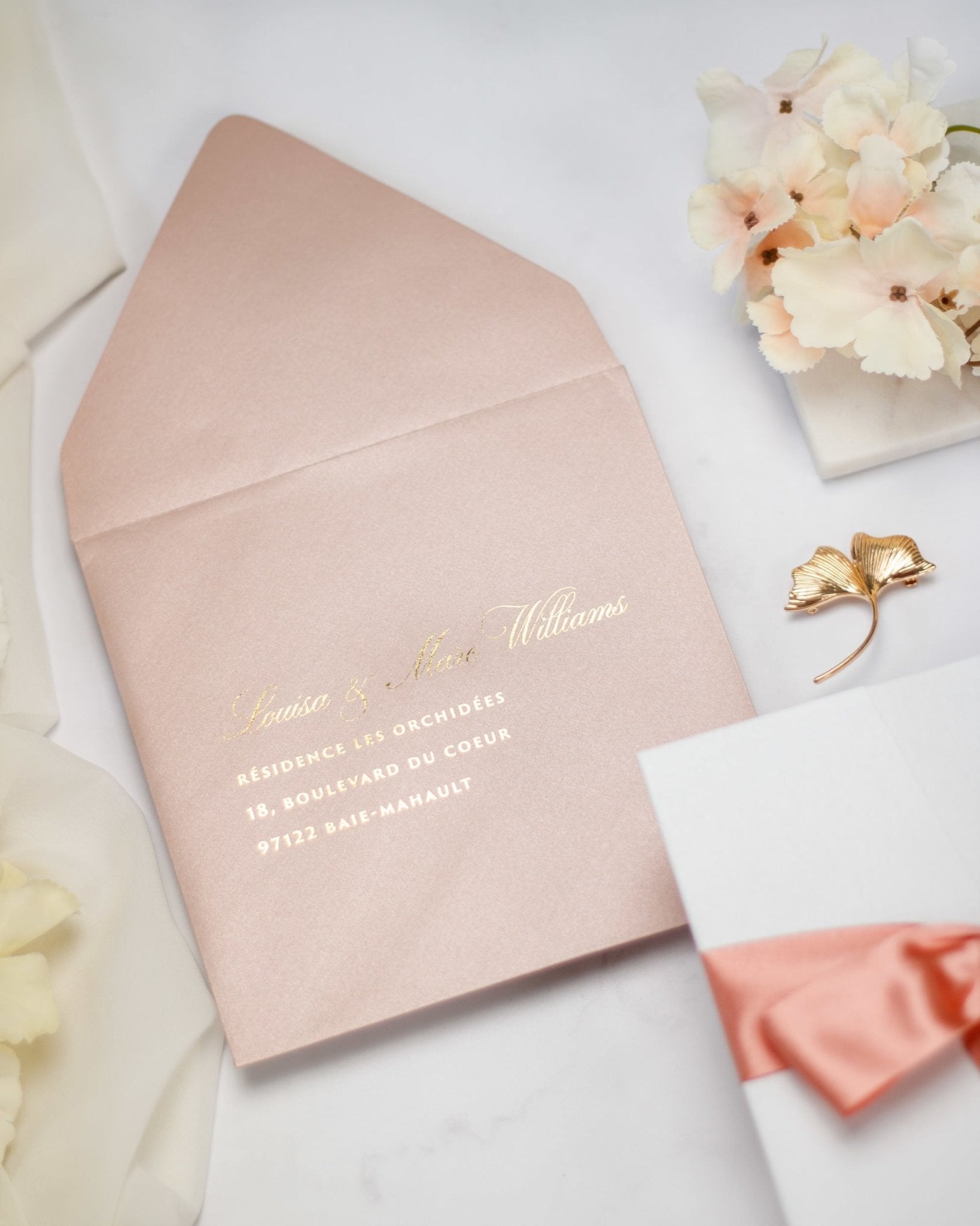 "Shani" - Faire-part de mariage chic, élégant et romantique avec dorure or - Wedding stationery - Création Luxe Carterie Studio