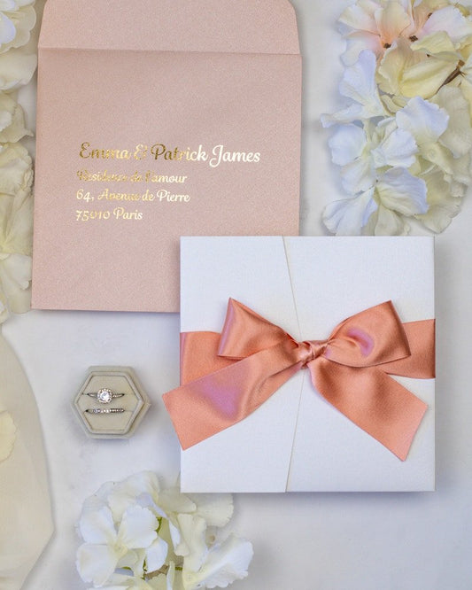 Shani - Faire - part - Faire - part Pochette + 2 cartons (Invitation / Informations / RSVP / Programme ou autre) - Sans enveloppe - Luxe Carterie Studio