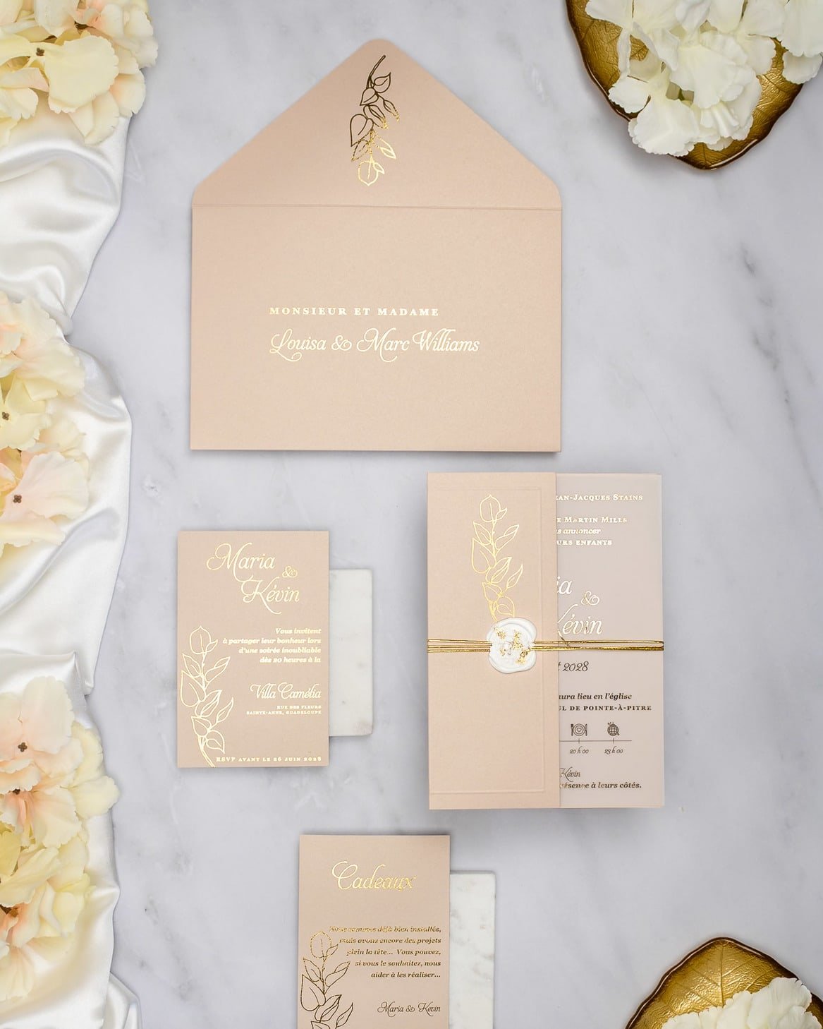 "Sienna" - Faire-part de mariage chic, élégant et romantique avec dorure or - Wedding stationery - Création Luxe Carterie Studio