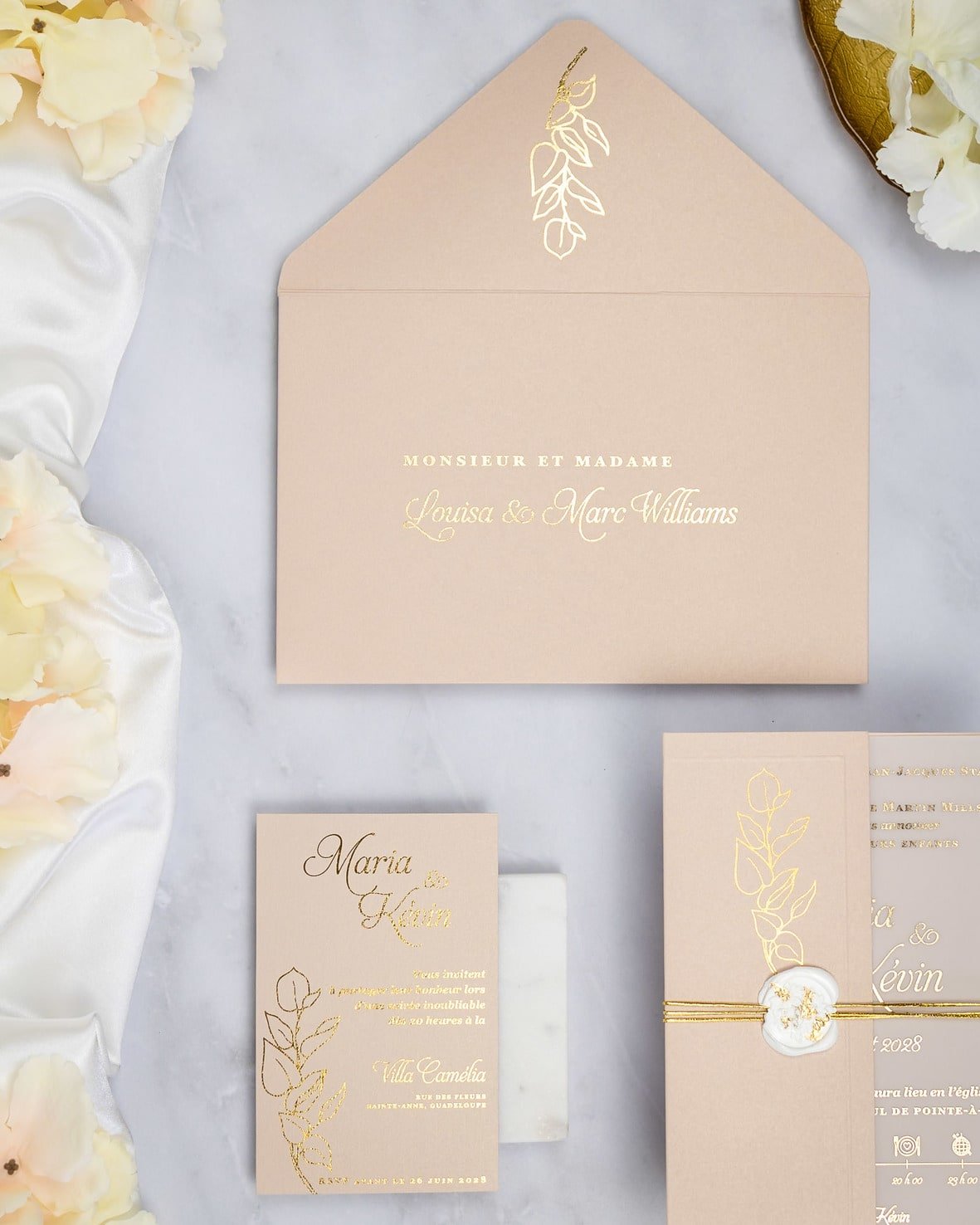 "Sienna" - Faire-part de mariage chic, élégant et romantique avec dorure or - Wedding stationery - Création Luxe Carterie Studio