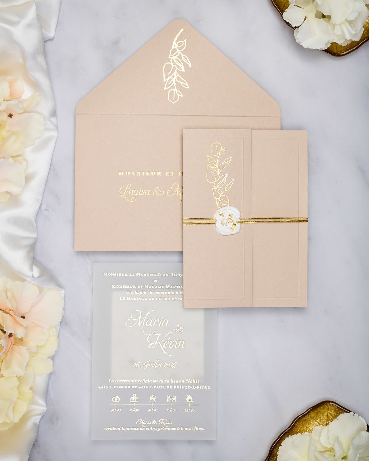 "Sienna" - Faire-part de mariage chic, élégant et romantique avec dorure or - Wedding stationery - Création Luxe Carterie Studio