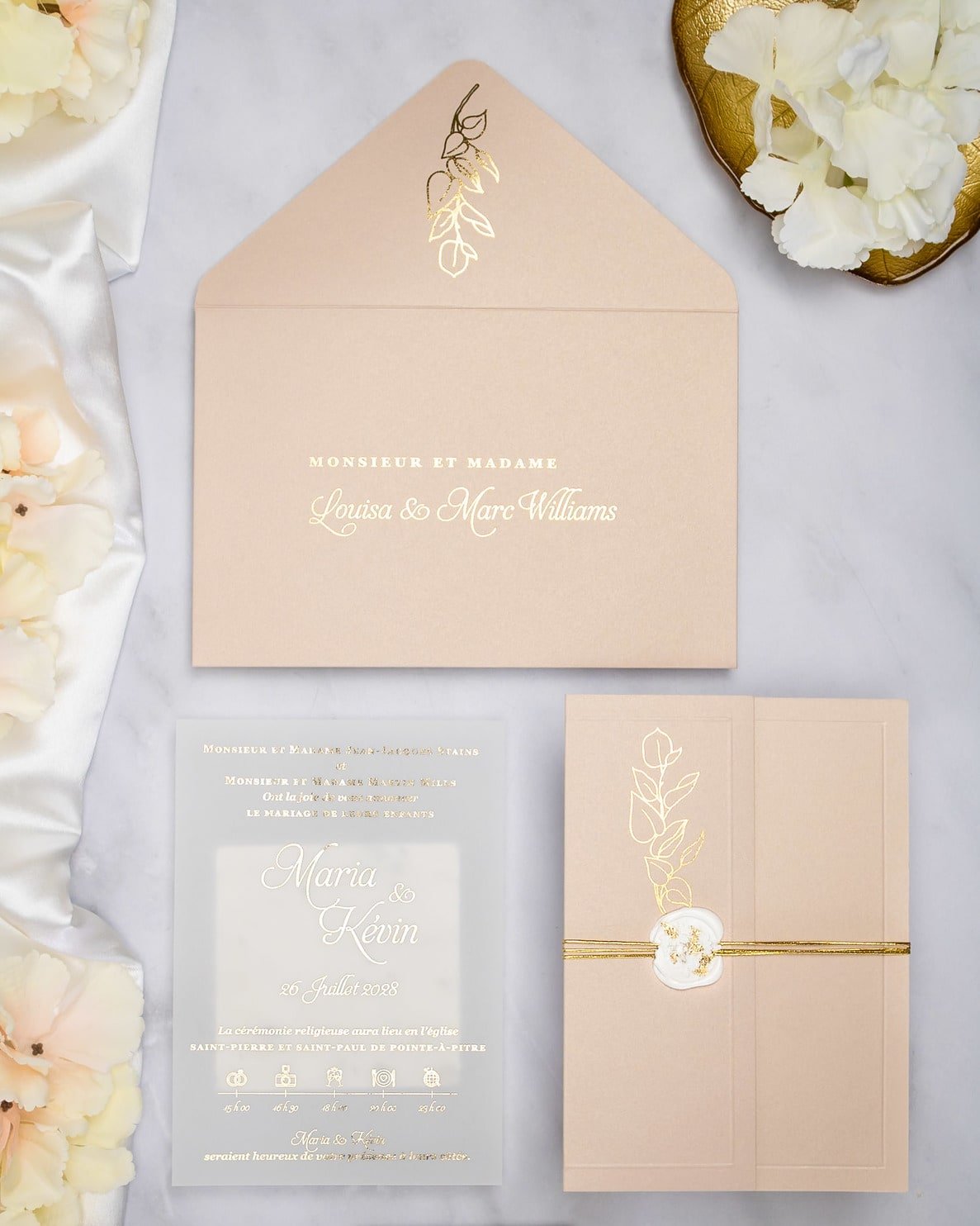 "Sienna" - Faire-part de mariage chic, élégant et romantique avec dorure or - Wedding stationery - Création Luxe Carterie Studio