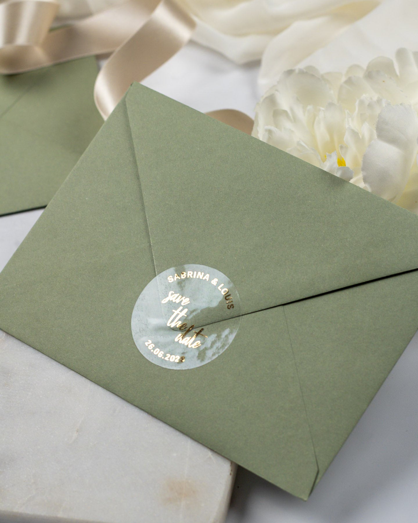 Sticker - "Save the date" (lot de 15) - Stickers étiquettes - 4 cm - Lot de 15 - Luxe Carterie Studio