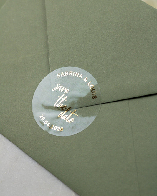 Sticker - "Save the date" (lot de 15) - Stickers étiquettes - 4 cm - Lot de 15 - Luxe Carterie Studio