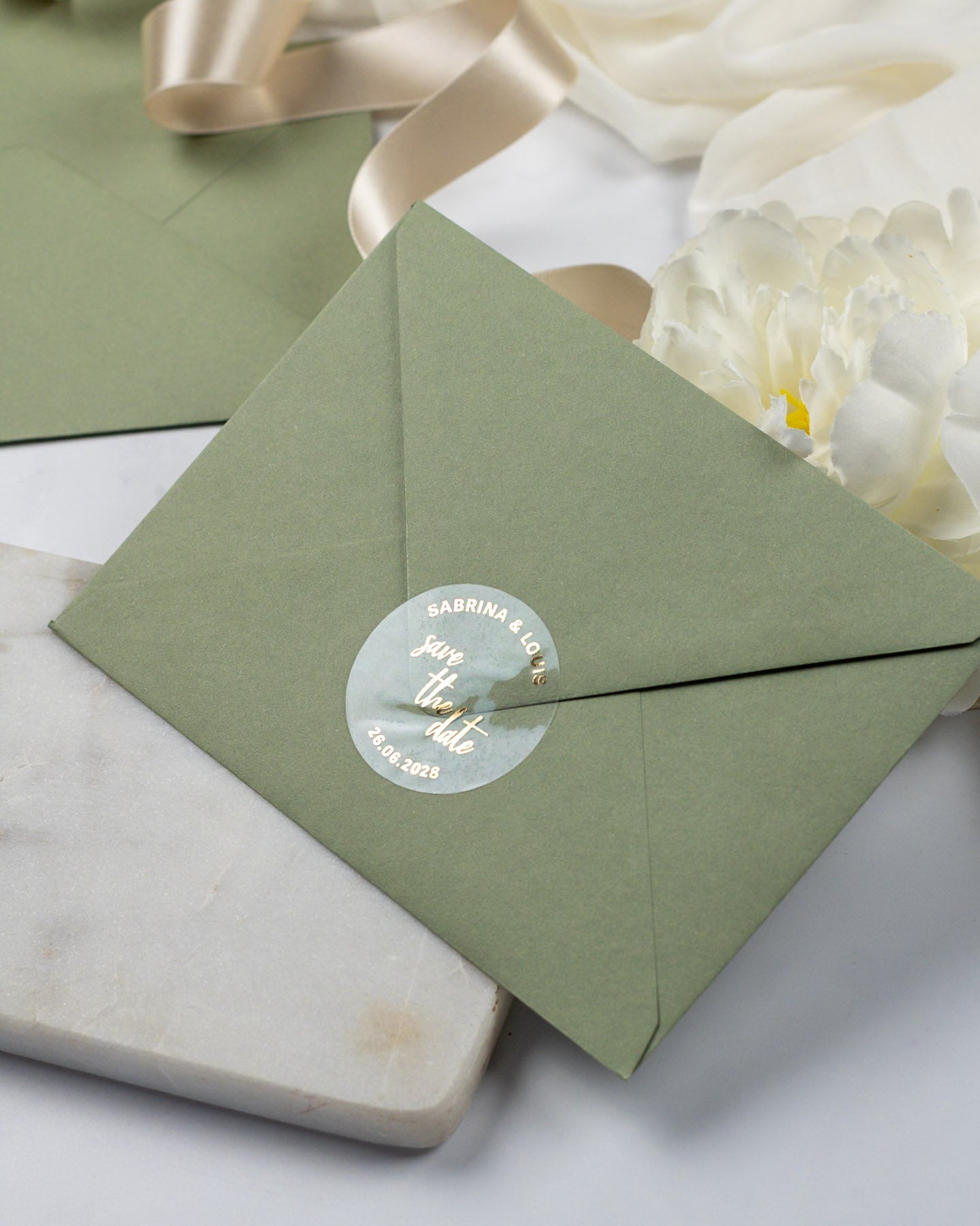 Sticker - "Save the date" (lot de 15) - Stickers étiquettes - 4 cm - Lot de 15 - Luxe Carterie Studio