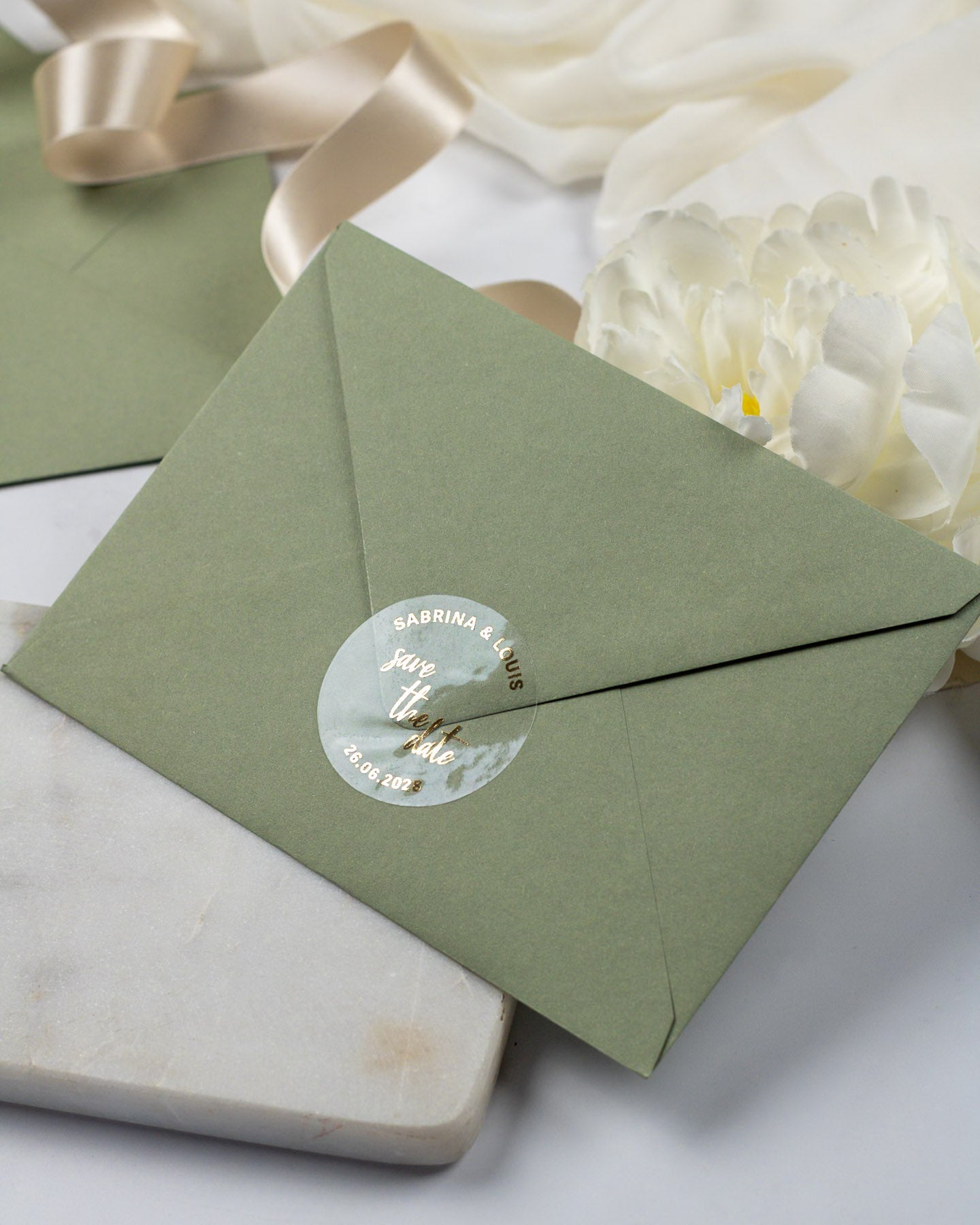 Sticker - "Save the date" (lot de 15) - Stickers étiquettes - 4 cm - Lot de 15 - Luxe Carterie Studio