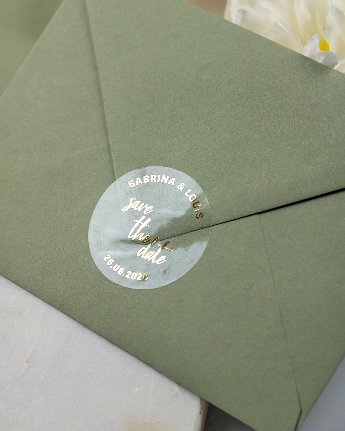 Sticker - "Save the date" (lot de 15) - Stickers étiquettes - 4 cm - Lot de 15 - Luxe Carterie Studio