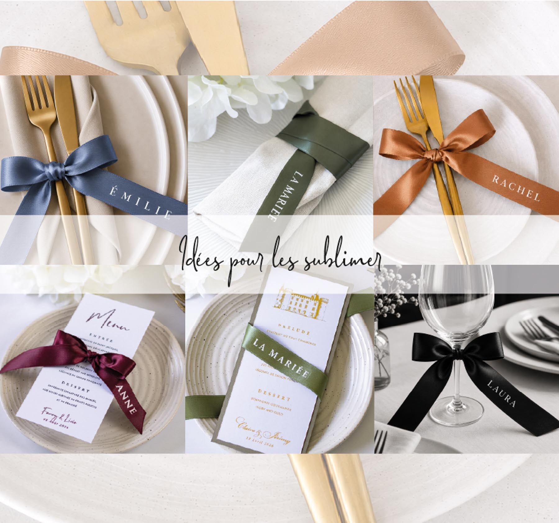 Sya - Ruban satin 3,5 cm - Marque - place - Marque - place - Luxe Carterie Studio
