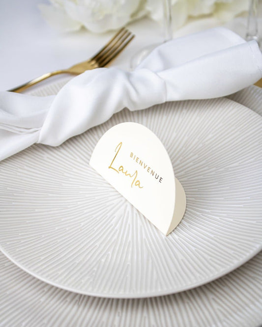 "Tara - Marque-place" – Marque-place chic, élégant et romantique avec dorure or pour réception de mariage – Papeterie de mariage - Wedding stationery - Création Luxe Carterie Studio
