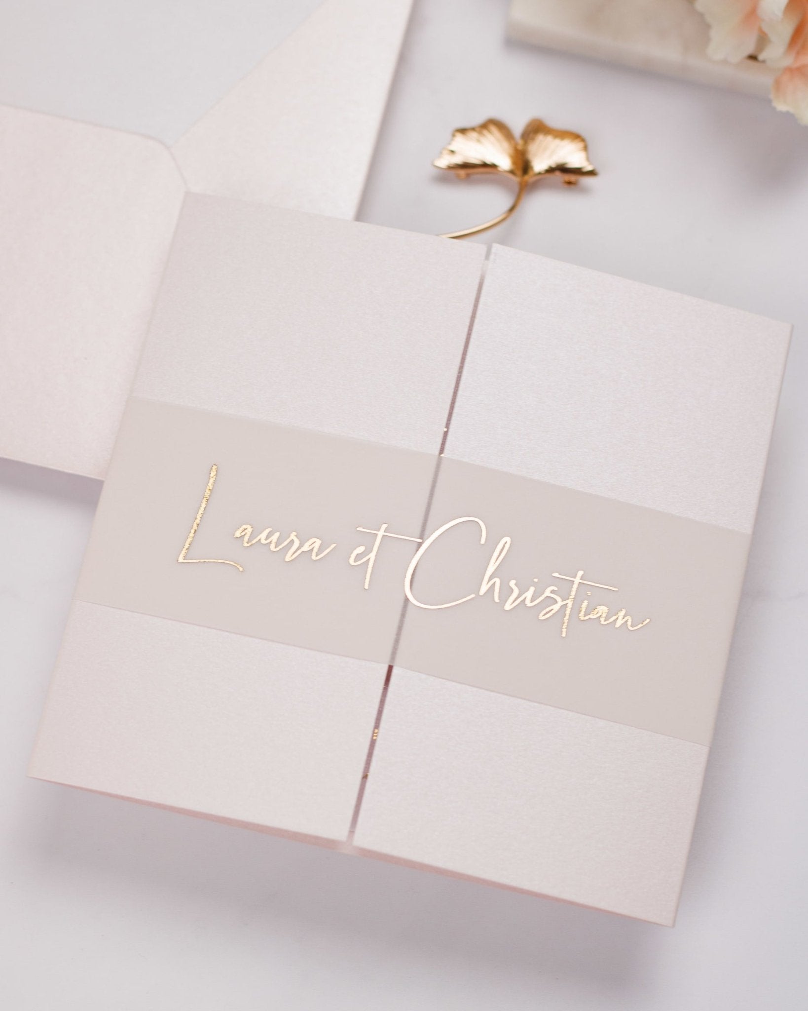 "Topaze" - Faire-part de mariage chic, élégant et romantique avec dorure or - Wedding stationery - Création Luxe Carterie Studio