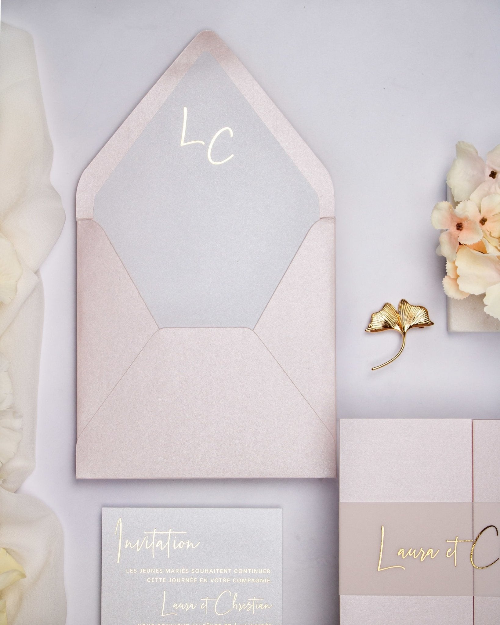 "Topaze" - Faire-part de mariage chic, élégant et romantique avec dorure or - Wedding stationery - Création Luxe Carterie Studio
