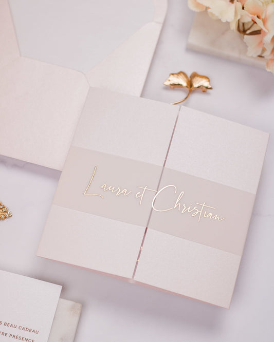 "Topaze" - Faire-part de mariage chic, élégant et romantique avec dorure or - Wedding stationery - Création Luxe Carterie Studio