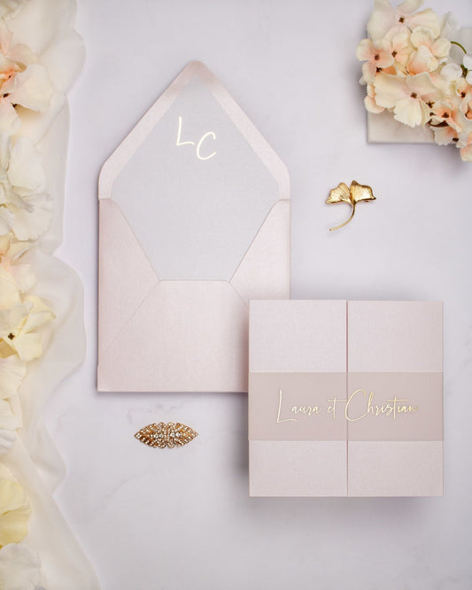 "Topaze" - Faire-part de mariage chic, élégant et romantique avec dorure or - Wedding stationery - Création Luxe Carterie Studio