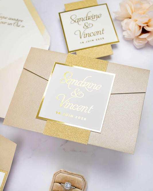 "Trendy" - Faire-part de mariage chic, élégant et romantique avec dorure or - Wedding stationery - Création Luxe Carterie Studio
