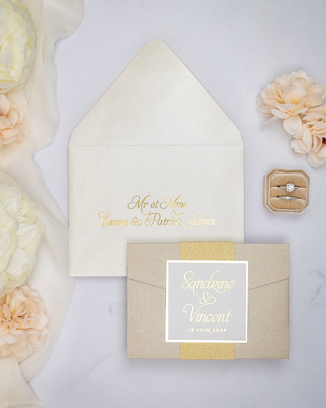 "Trendy" - Faire-part de mariage chic, élégant et romantique avec dorure or - Wedding stationery - Création Luxe Carterie Studio