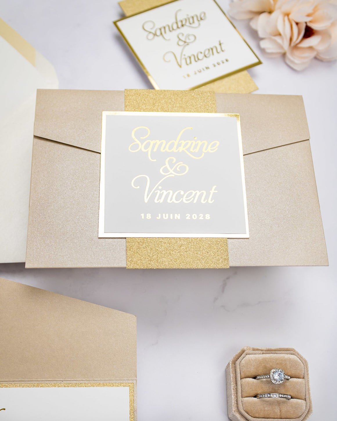 "Trendy" - Faire-part de mariage chic, élégant et romantique avec dorure or - Wedding stationery - Création Luxe Carterie Studio
