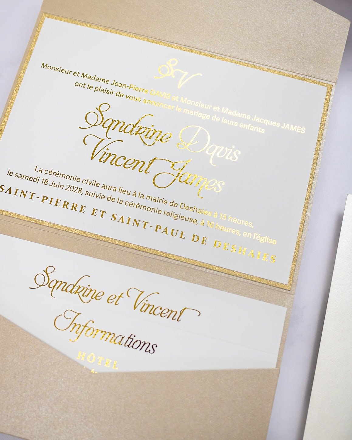"Trendy" - Faire-part de mariage chic, élégant et romantique avec dorure or - Wedding stationery - Création Luxe Carterie Studio