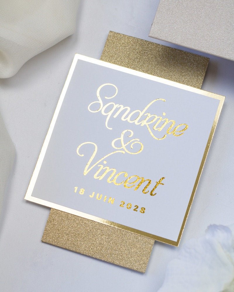 Trendy - Faire - part - Faire - part Pochette + 2 cartons (Invitation / Informations / RSVP / Programme ou autre) - Sans enveloppe - Luxe Carterie Studio