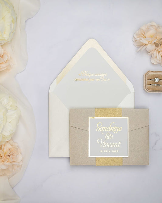 "Trendy" - Faire-part de mariage chic, élégant et romantique avec dorure or - Wedding stationery - Création Luxe Carterie Studio