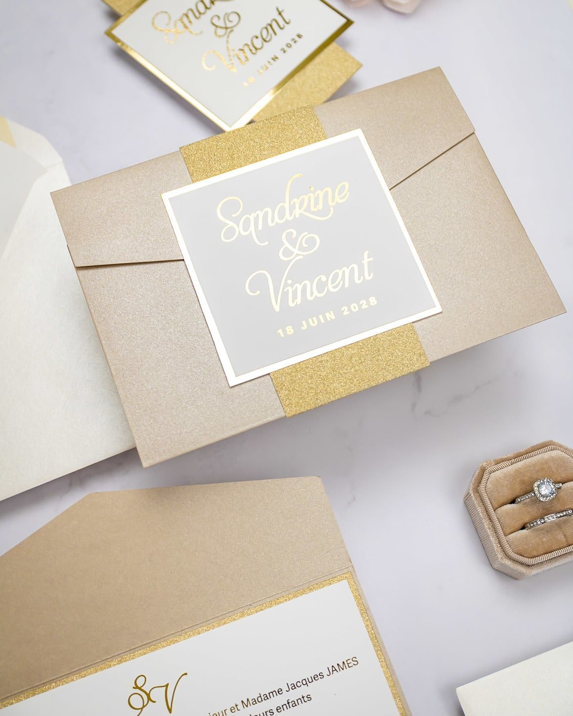 "Trendy" - Faire-part de mariage chic, élégant et romantique avec dorure or - Wedding stationery - Création Luxe Carterie Studio