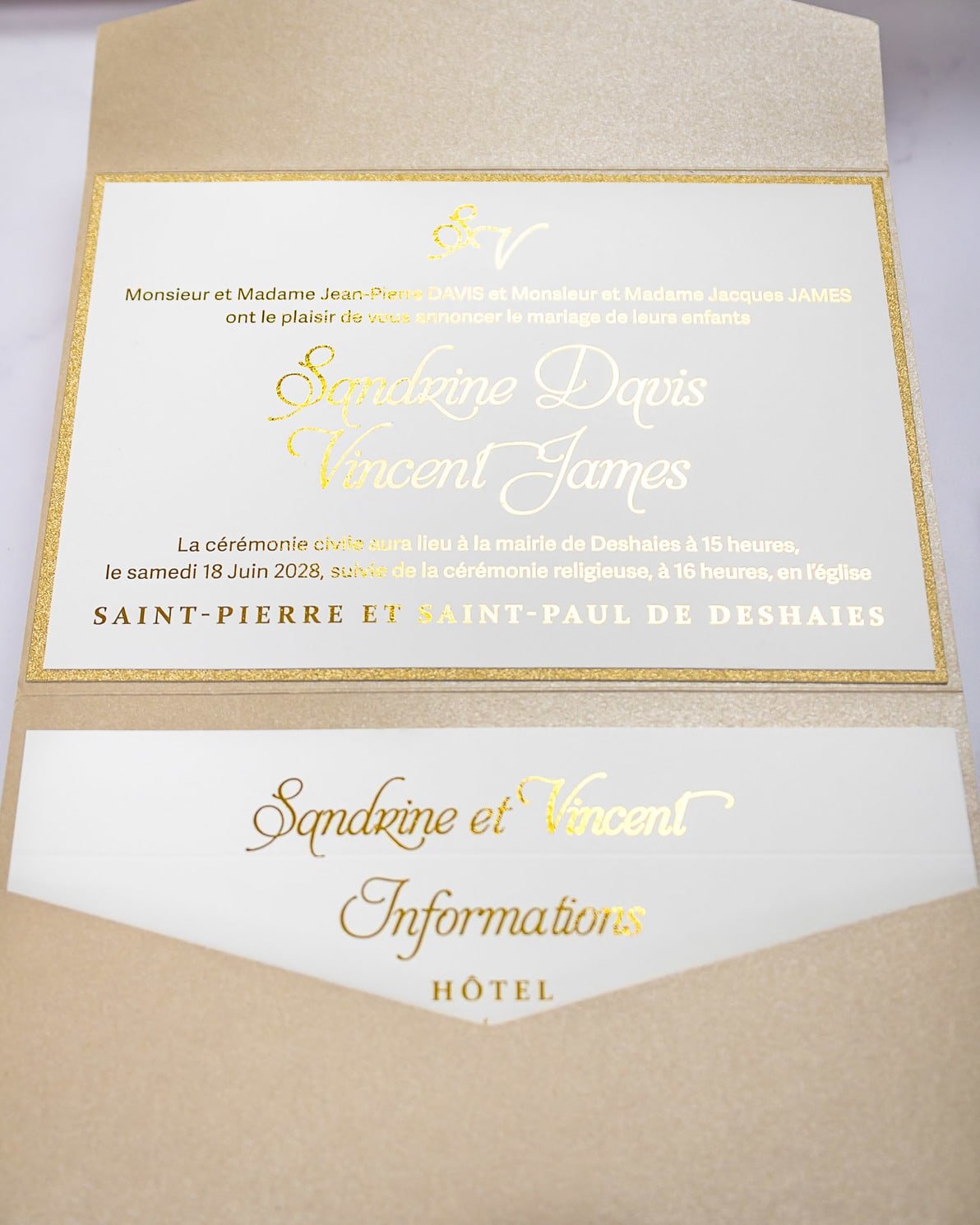 "Trendy" - Faire-part de mariage chic, élégant et romantique avec dorure or - Wedding stationery - Création Luxe Carterie Studio