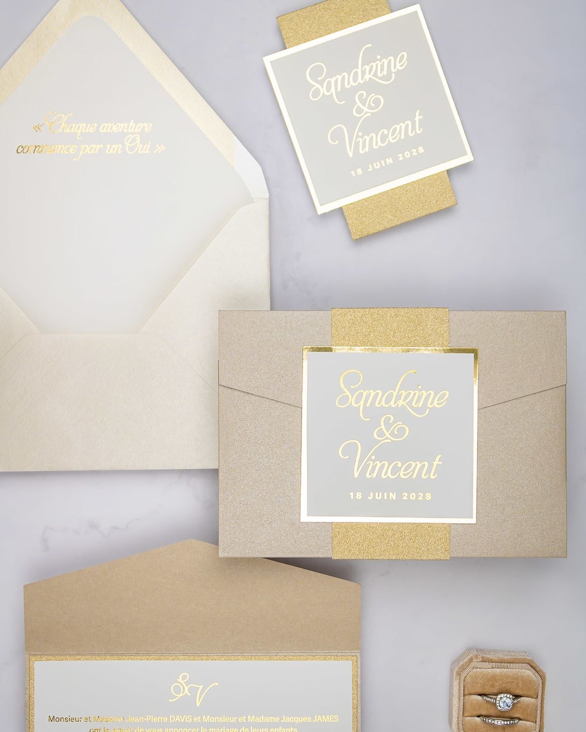 "Trendy" - Faire-part de mariage chic, élégant et romantique avec dorure or - Wedding stationery - Création Luxe Carterie Studio