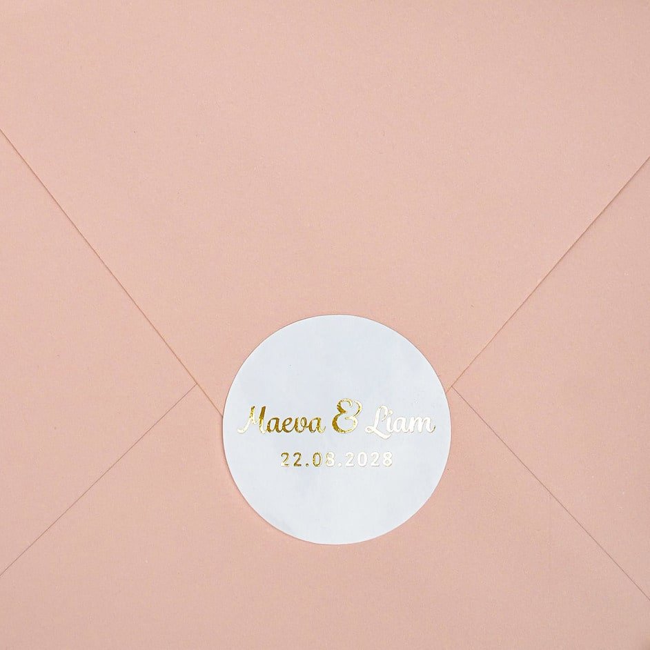 "Uma - Sticker" - Faire-part de mariage chic, élégant et romantique avec dorure or - Wedding stationery - Création Luxe Carterie Studio