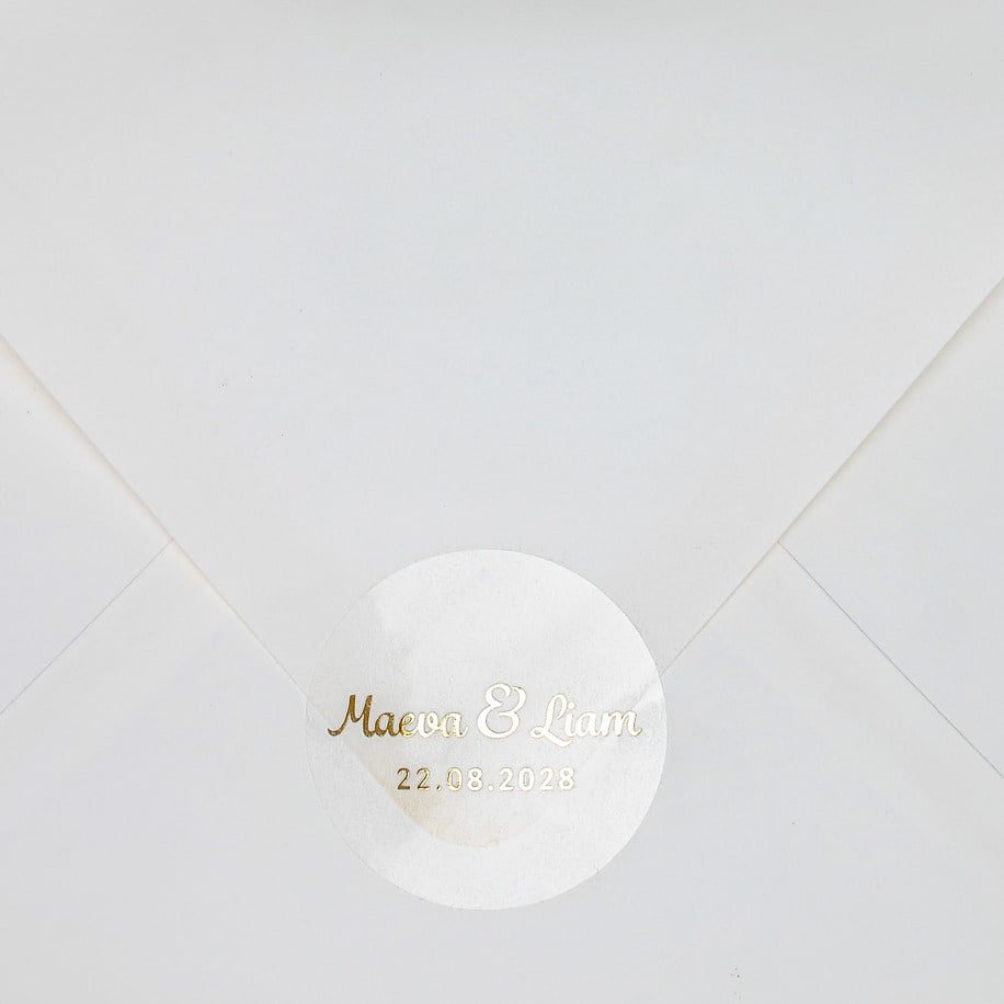 "Uma - Sticker" - Faire-part de mariage chic, élégant et romantique avec dorure or - Wedding stationery - Création Luxe Carterie Studio