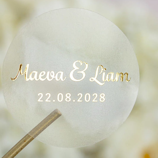 "Uma - Sticker" - Faire-part de mariage chic, élégant et romantique avec dorure or - Wedding stationery - Création Luxe Carterie Studio