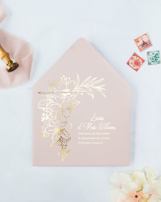 VELOURS - Enveloppe épaisse avec Dorure - Enveloppe - 12 cm x 16.5 cm - Luxe Carterie Studio