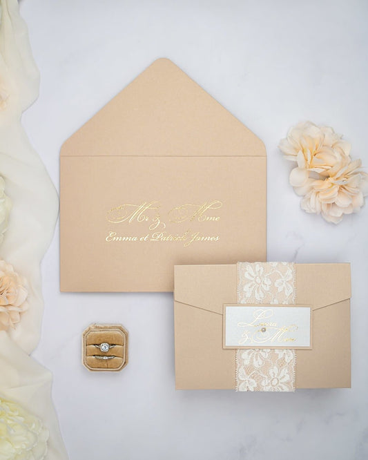 "Victoria" - Faire-part de mariage chic, élégant et romantique avec dorure or - Wedding stationery - Création Luxe Carterie Studio
