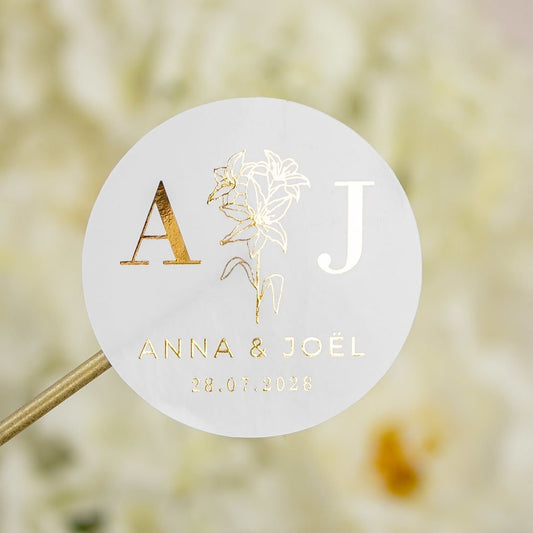 "Viola - Sticker" - Faire-part de mariage chic, élégant et romantique avec dorure or - Wedding stationery - Création Luxe Carterie Studio