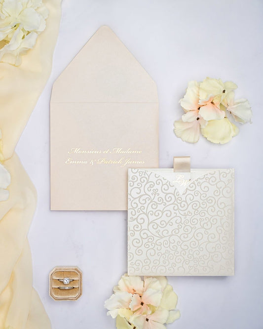"Willa" - Faire-part de mariage chic, élégant et romantique avec dorure or - Wedding stationery - Création Luxe Carterie Studio