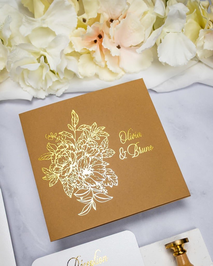 "Zara" - Faire-part de mariage chic, élégant et romantique avec dorure or - Wedding stationery - Création Luxe Carterie Studio