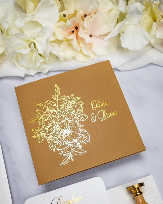 "Zara" - Faire-part de mariage chic, élégant et romantique avec dorure or - Wedding stationery - Création Luxe Carterie Studio