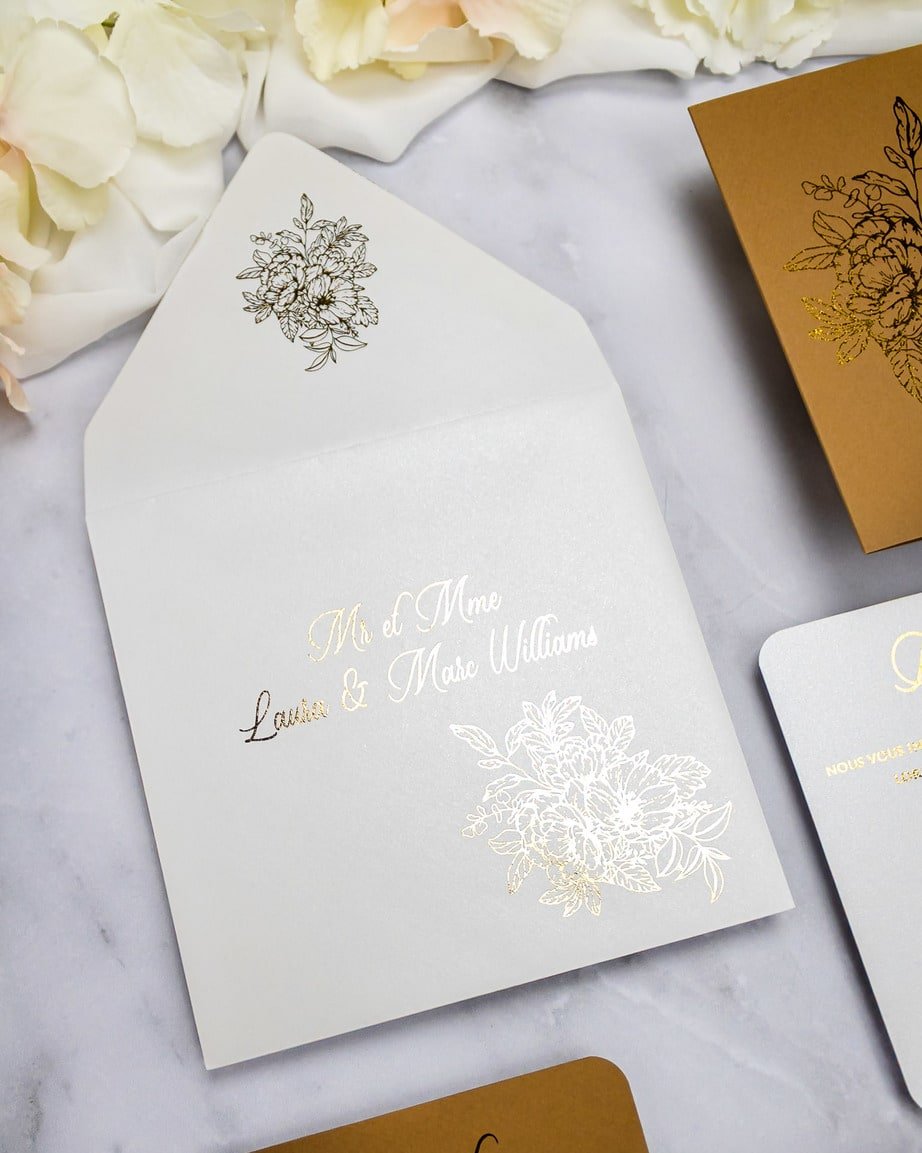 "Zara" - Faire-part de mariage chic, élégant et romantique avec dorure or - Wedding stationery - Création Luxe Carterie Studio