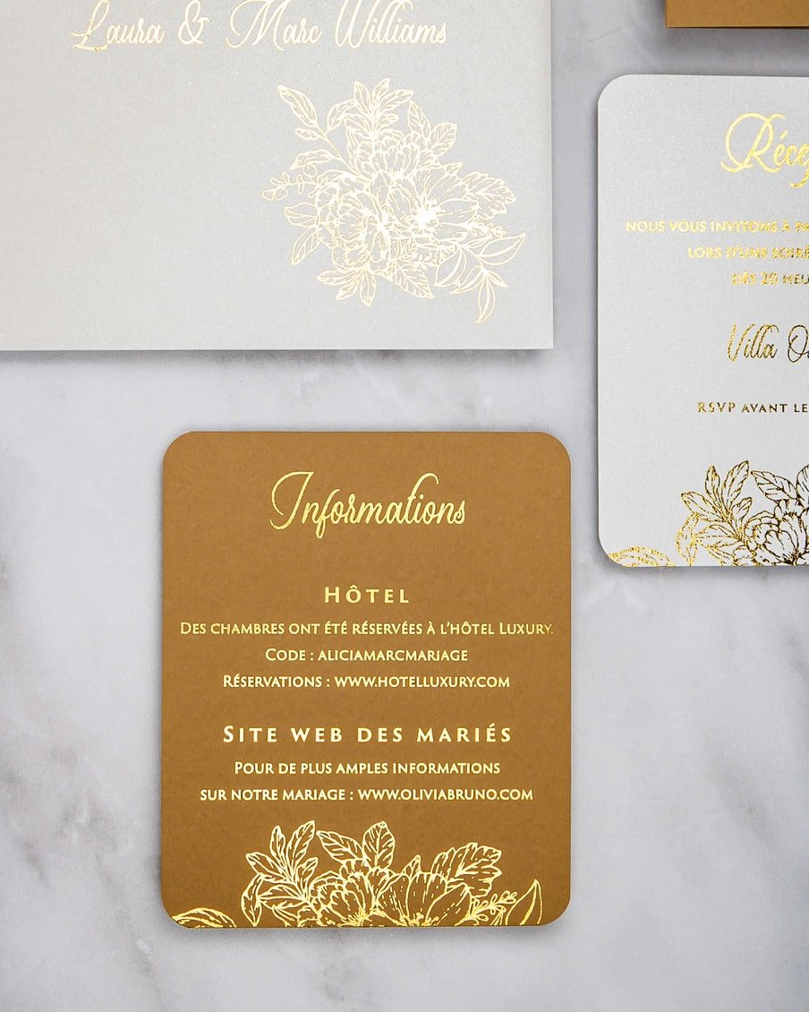 "Zara" - Faire-part de mariage chic, élégant et romantique avec dorure or - Wedding stationery - Création Luxe Carterie Studio