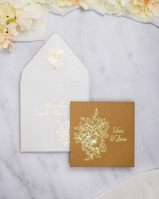 "Zara" - Faire-part de mariage chic, élégant et romantique avec dorure or - Wedding stationery - Création Luxe Carterie Studio