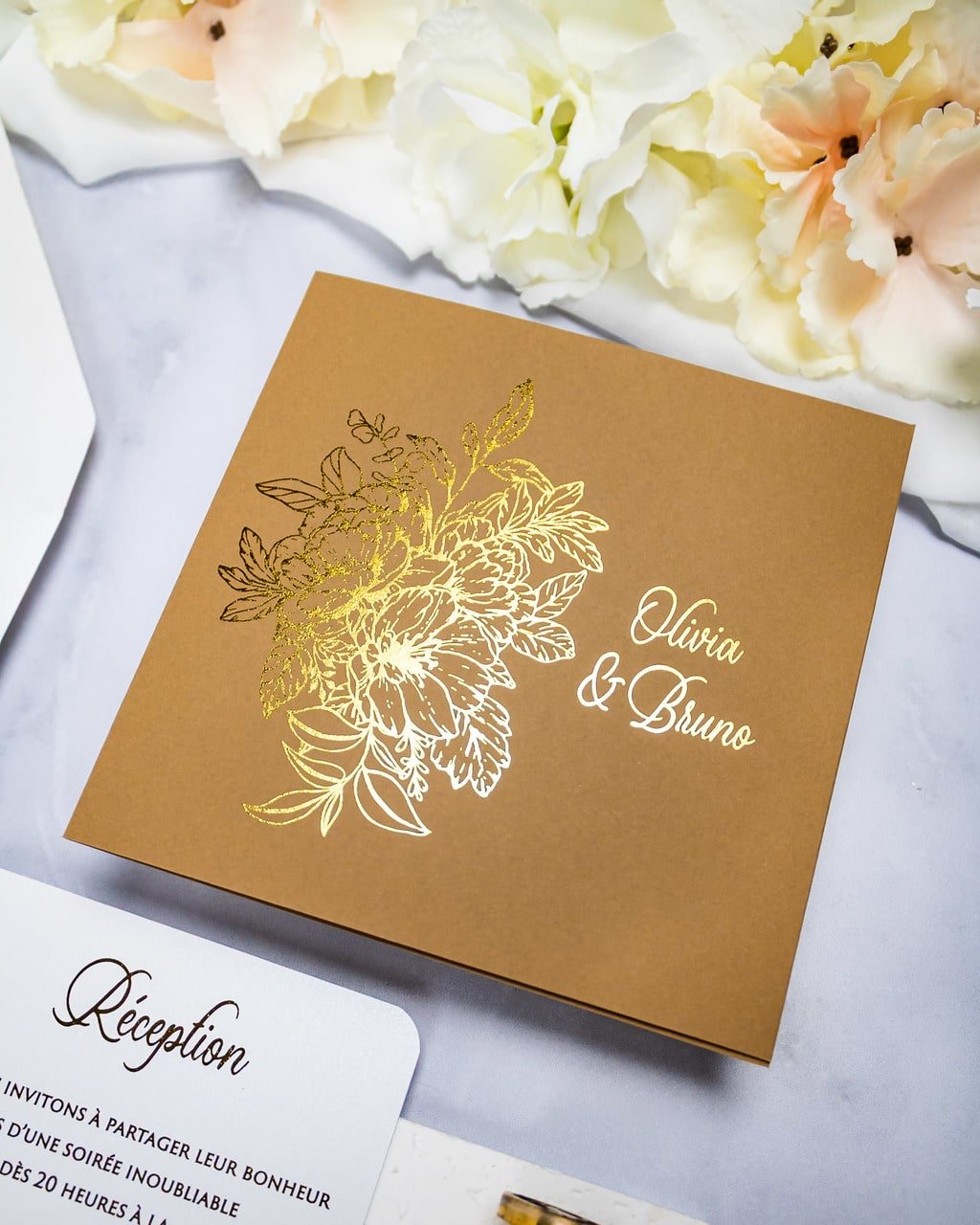 "Zara" - Faire-part de mariage chic, élégant et romantique avec dorure or - Wedding stationery - Création Luxe Carterie Studio