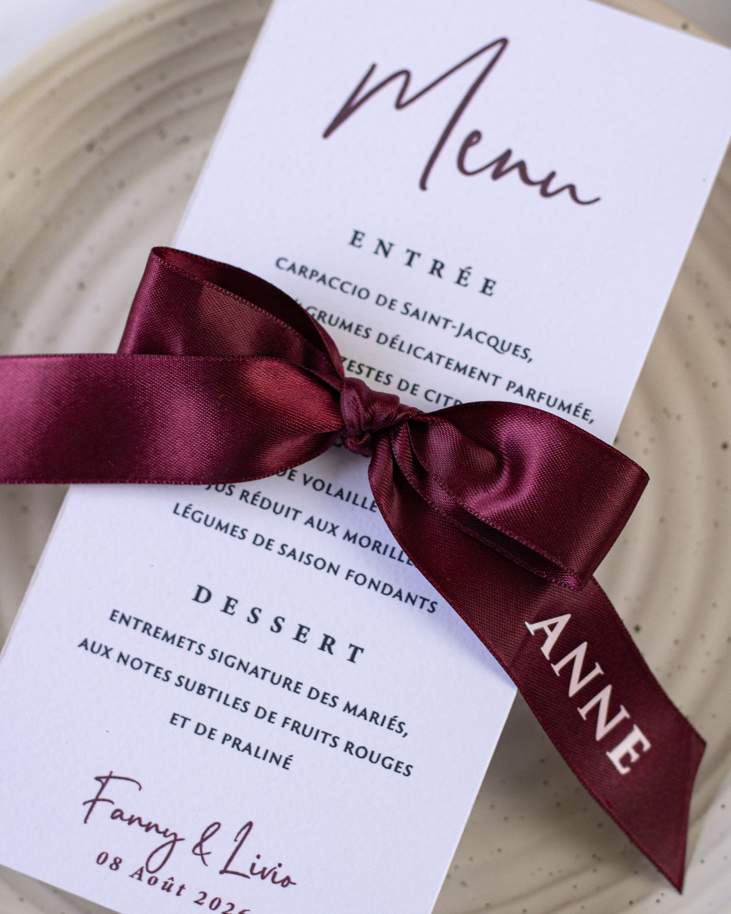 Zoa - menu & marque - place - Menu - Luxe Carterie Studio